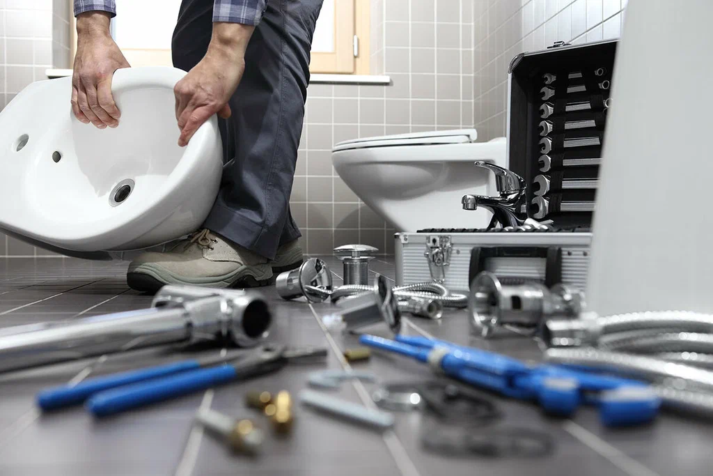 Plumbing tools prepared for a bathroom repair in Loma Linda