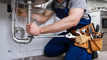 Technician using electronic equipment to detect a plumbing leak in Loma Linda